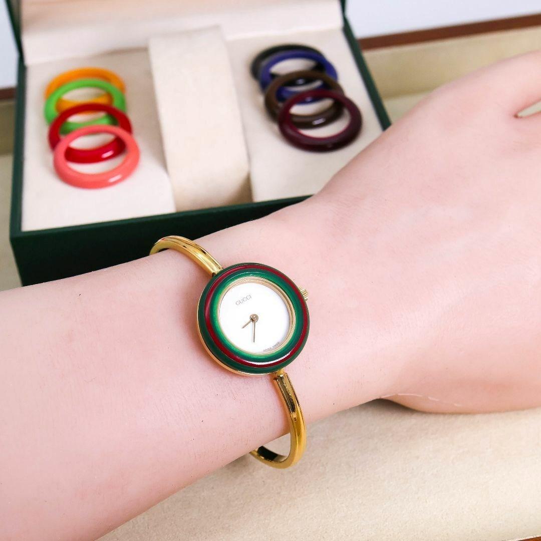 稼働 GUCCI 腕時計 チェンジベゼル 9個 バングル レディース 2120