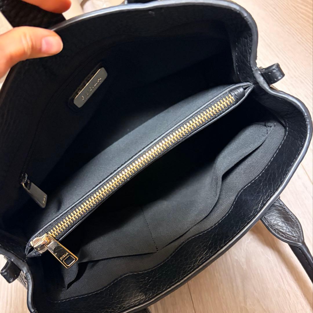 【美品】FURLA(フルラ) Joann レザーハンドバッグ ブラック