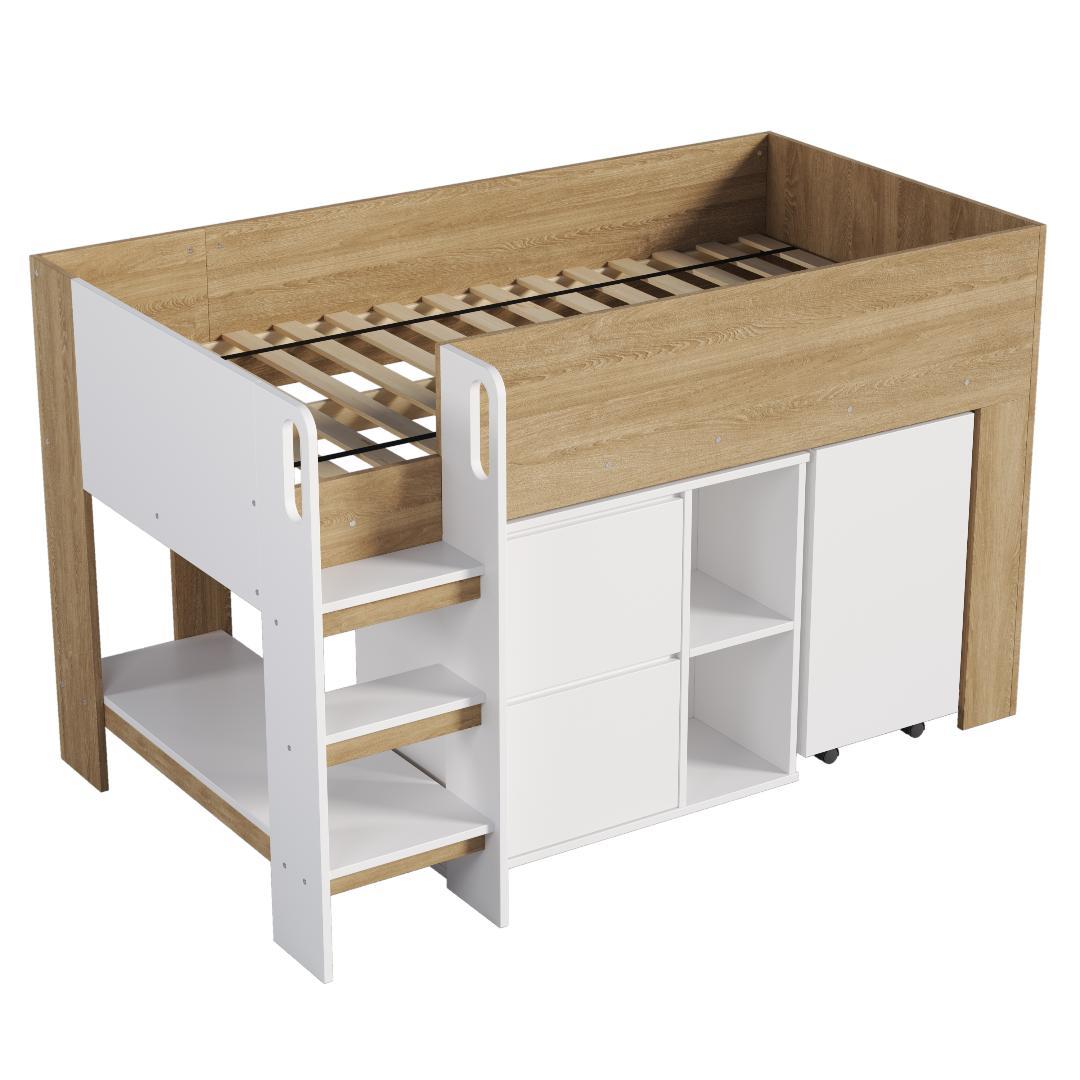 システムベッド 3点セット 分離可能 高さ120cm シングル ロータイプ 木製