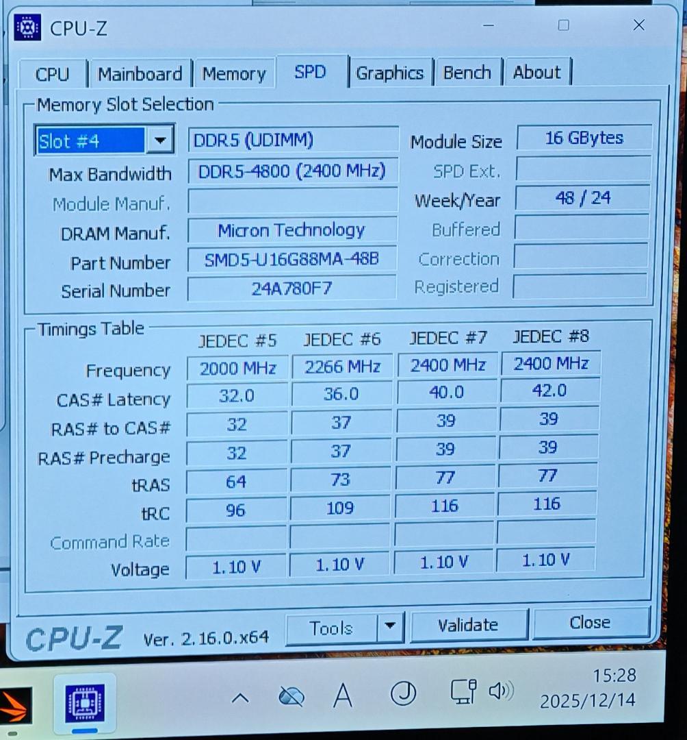 メモリー Micron DDR5 4800 32GB 16GBx2 SanMax