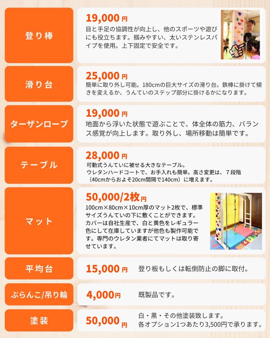 知育うんてい　室内遊具　ボルダリング　鉄棒