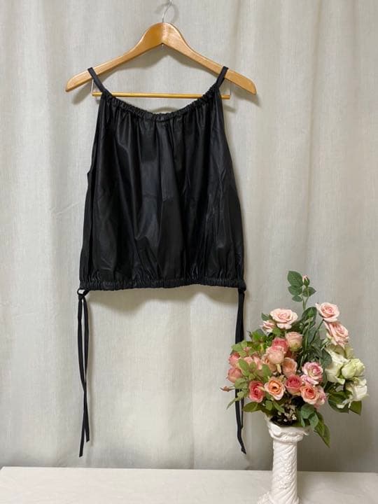 オーラリー新品LAMB LEATHER GATHEREDラムレザー キャミソール