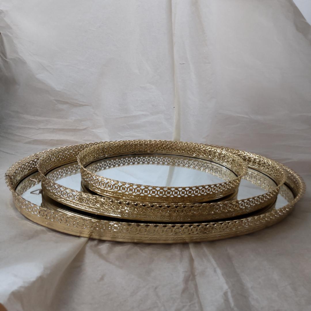 ミラートレー　鏡　トレイ　3サイズ 　セット　ゴールド