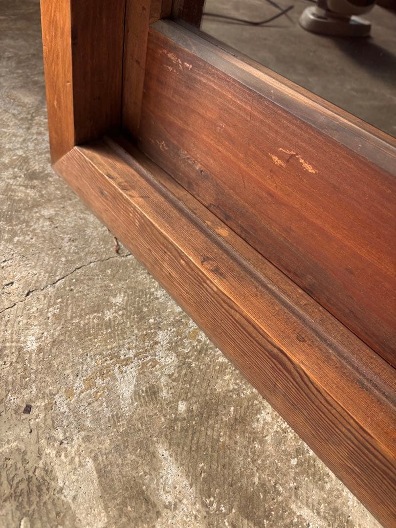 古い水屋　食器棚　ガラス棚　本棚　ガラスケース ショーケース　什器　天然木 1