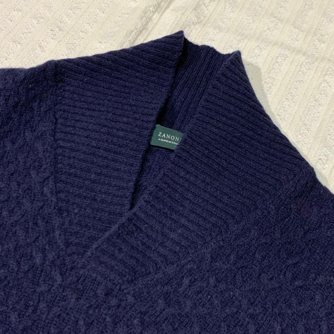 ⭐︎超高級品　希少　ザノーネ　ショールカラー　ニット　イタリア製　ヴァージンウール