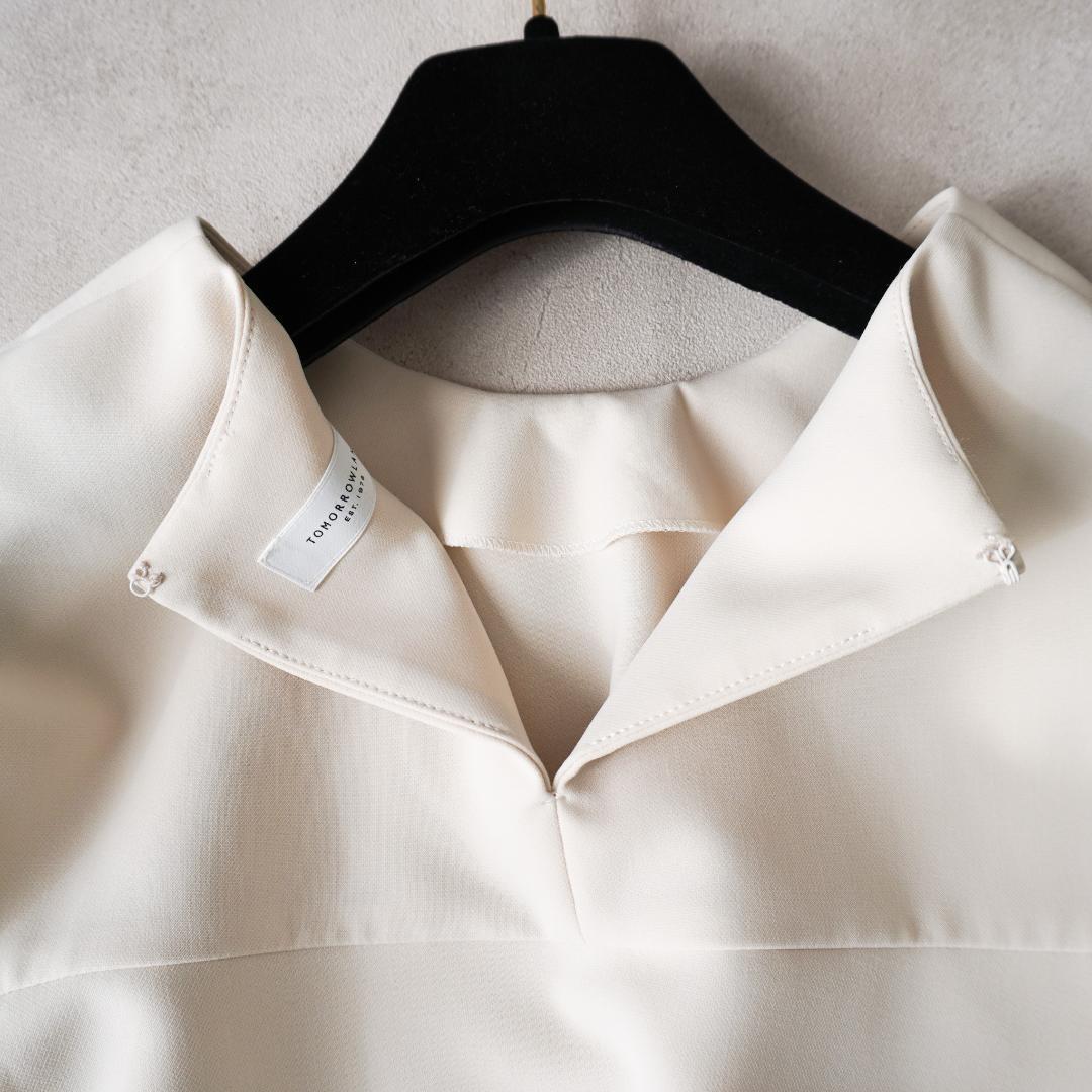 TOMORROWLAND ダブルクロス クルーネックプルオーバー ライトベージュ