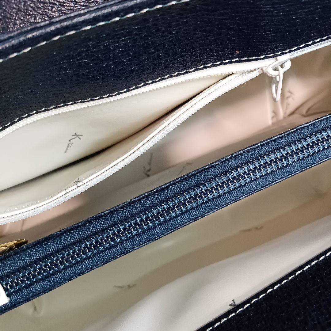 Kitamura キタムラ ハンドバッグ ネイビー　小型