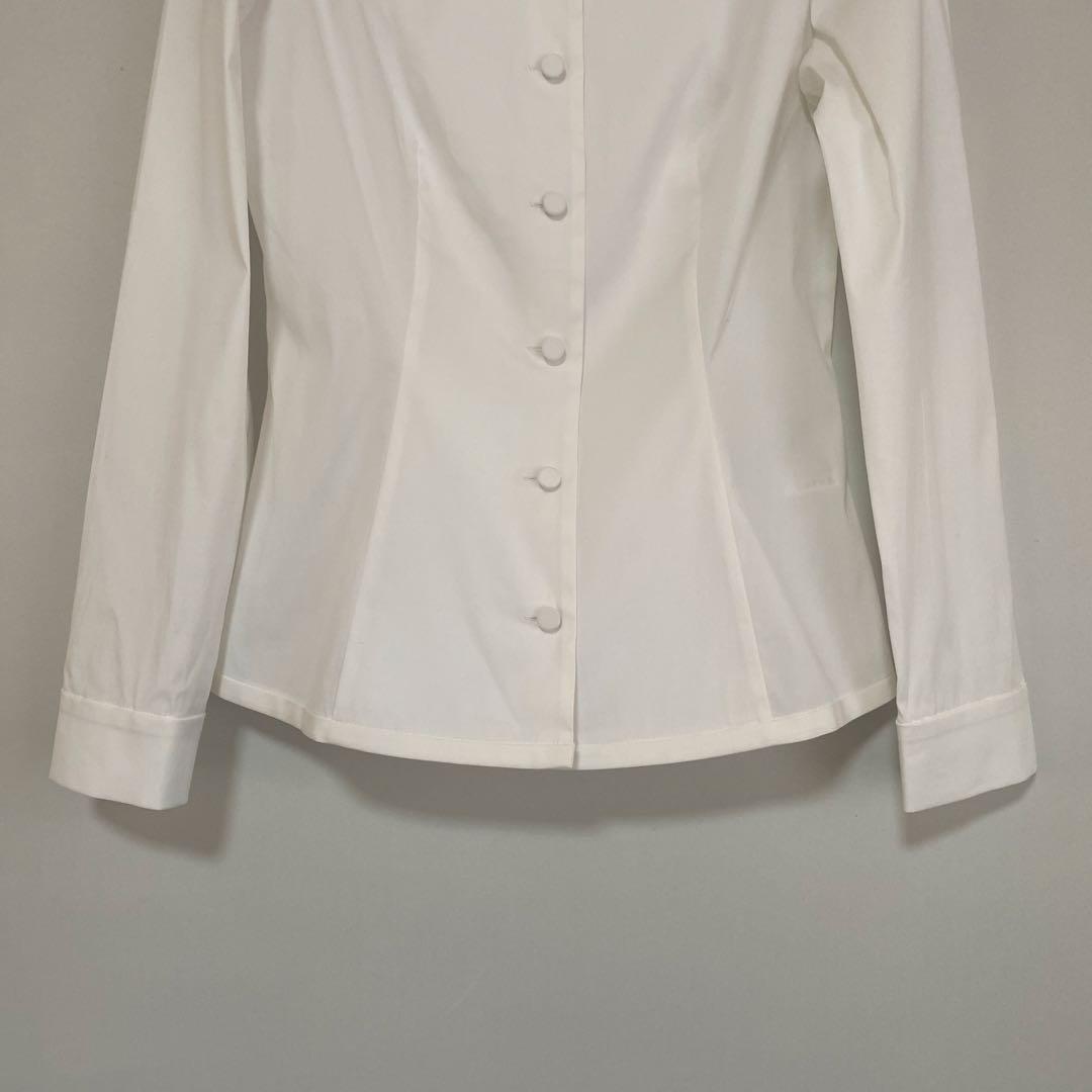 フォクシー ニューヨーク フリル襟 長袖 ブラウス 38 白 ホワイトDMW