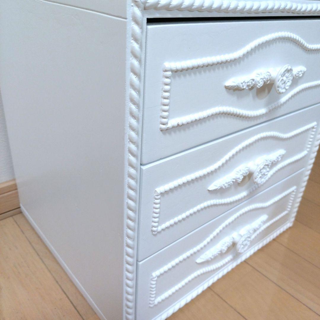 美品　チェスト　完成品　木製　姫系　プリンセス　ロマプリ　3段　白　ホワイト