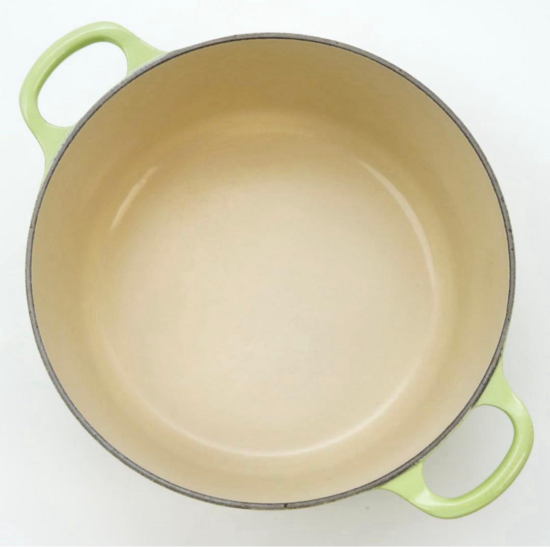 【美品】LE CREUSET　ココット ロンド フルーツグリーン　22cm