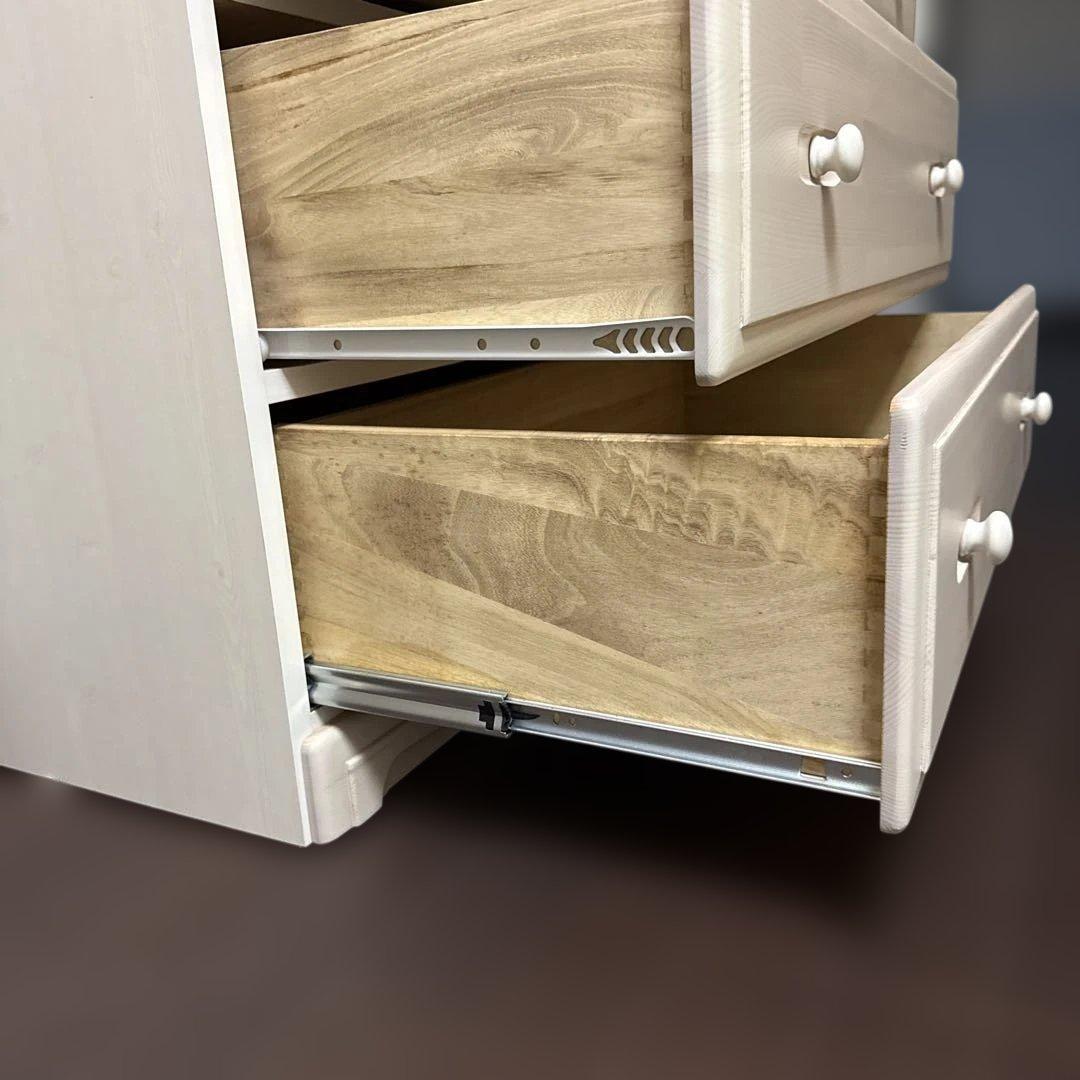 ホワイト木製チェスト 7引き出し 鍵付き