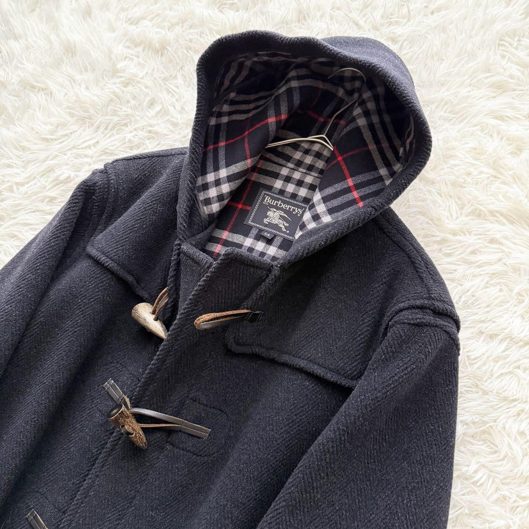【バーバリーズ】ダッフルコート　ムーアブルック　ノバチェック ヘリンボーン　黒