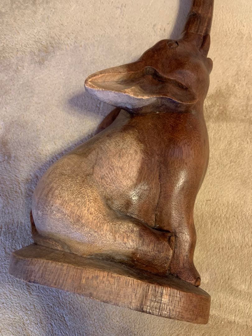木製 象の彫刻　アジアン雑貨