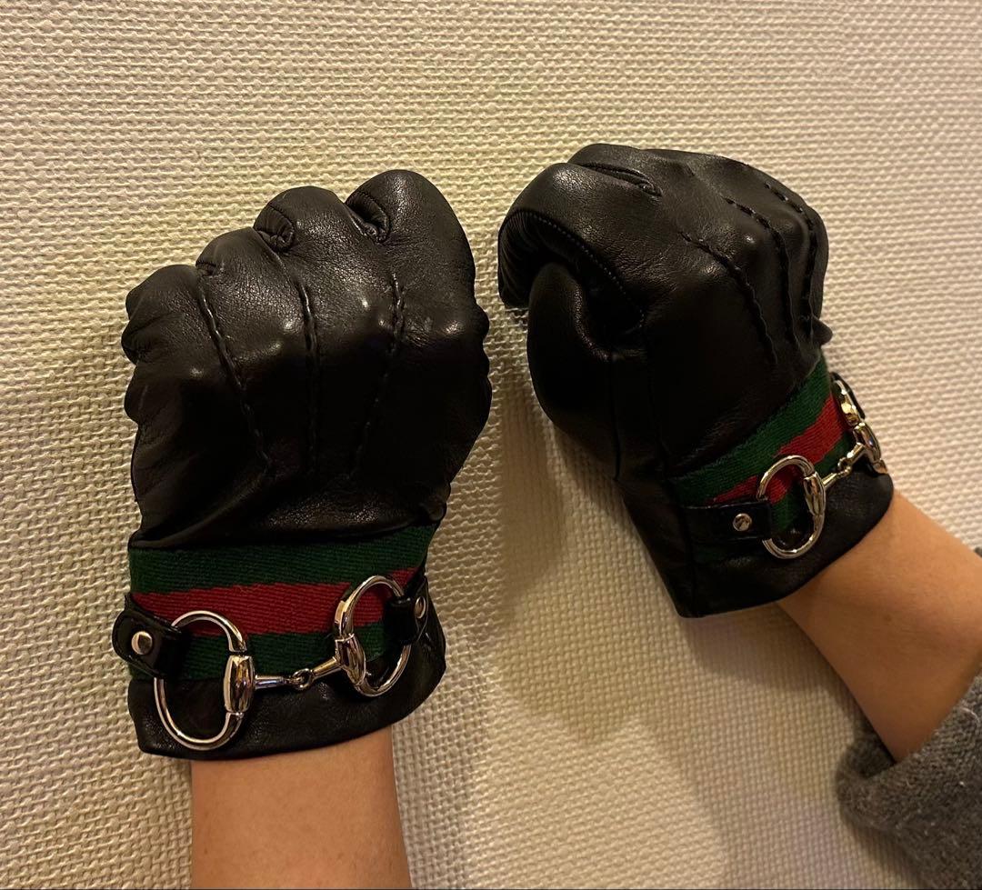 グッチ シェリーライン ホースビット ラムレザー手袋 サイズ7 1/2