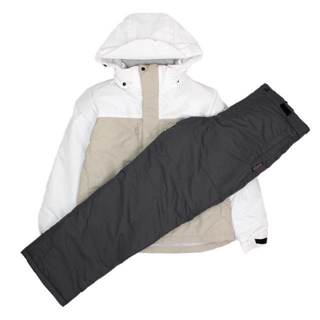 スキーウェア レディース 上下セット 耐水圧5000mm 撥水加工 ベージュ L