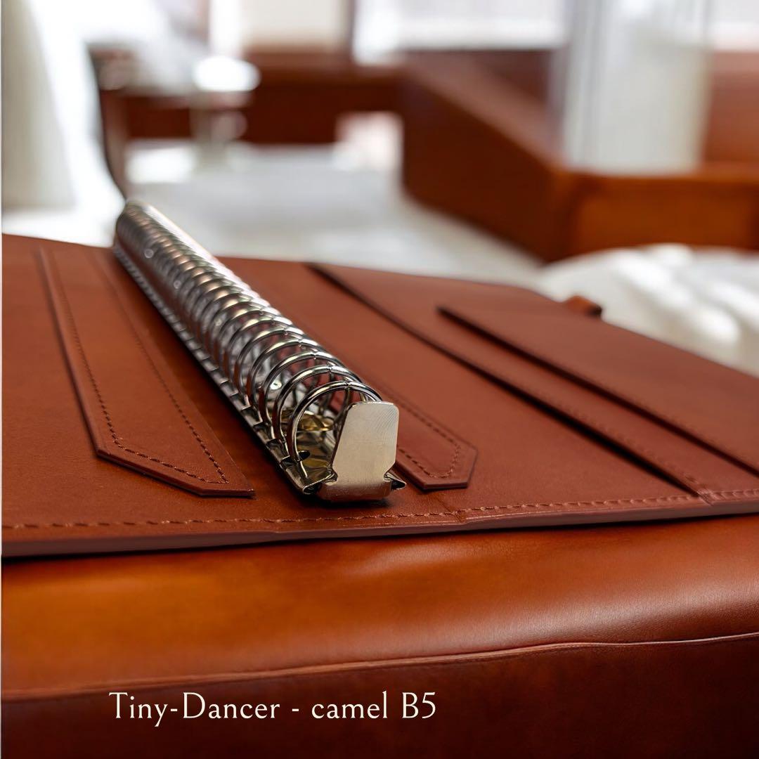 ルーズリーフ バインダー B5 26穴 本革 リングファイル キャメル