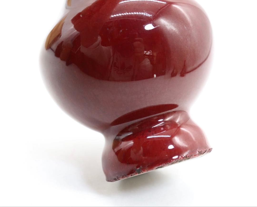 中国　清時代中期　窯変紅釉瓶　アンティーク　木箱入　送料込み251208