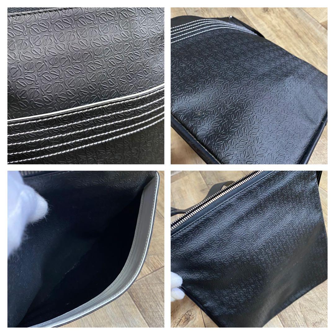 本物☆ロエベ アナグラム柄 レザー ミニショルダーバッグ 斜めがけ ボディバッグ