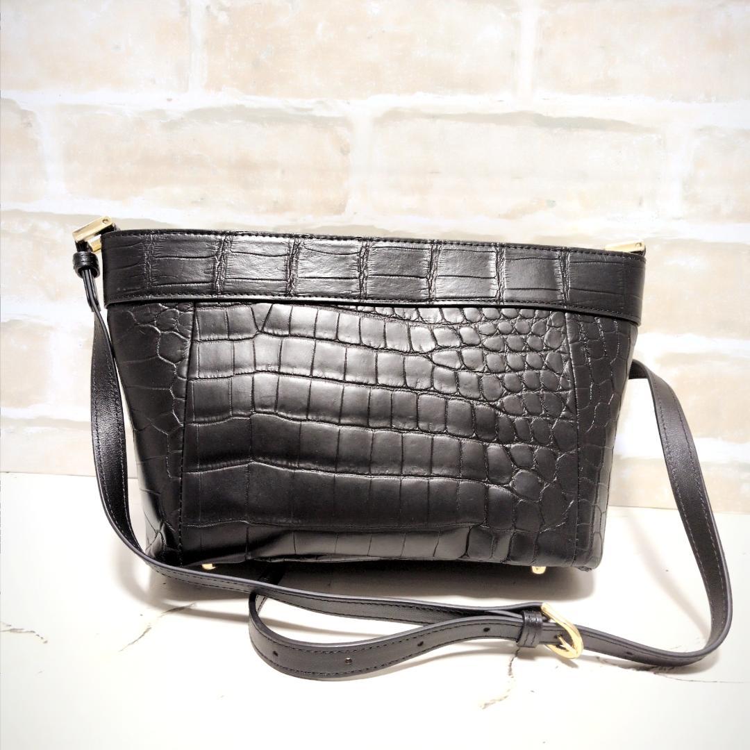 ★クロコダイル/バケツ型 ショルダーバッグ ブラック 美品 希少レア 斜め掛け
