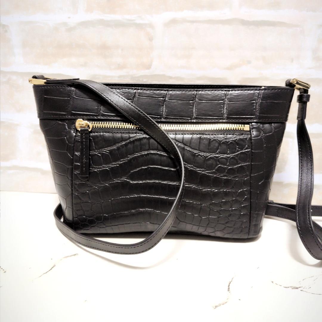 ★クロコダイル/バケツ型 ショルダーバッグ ブラック 美品 希少レア 斜め掛け