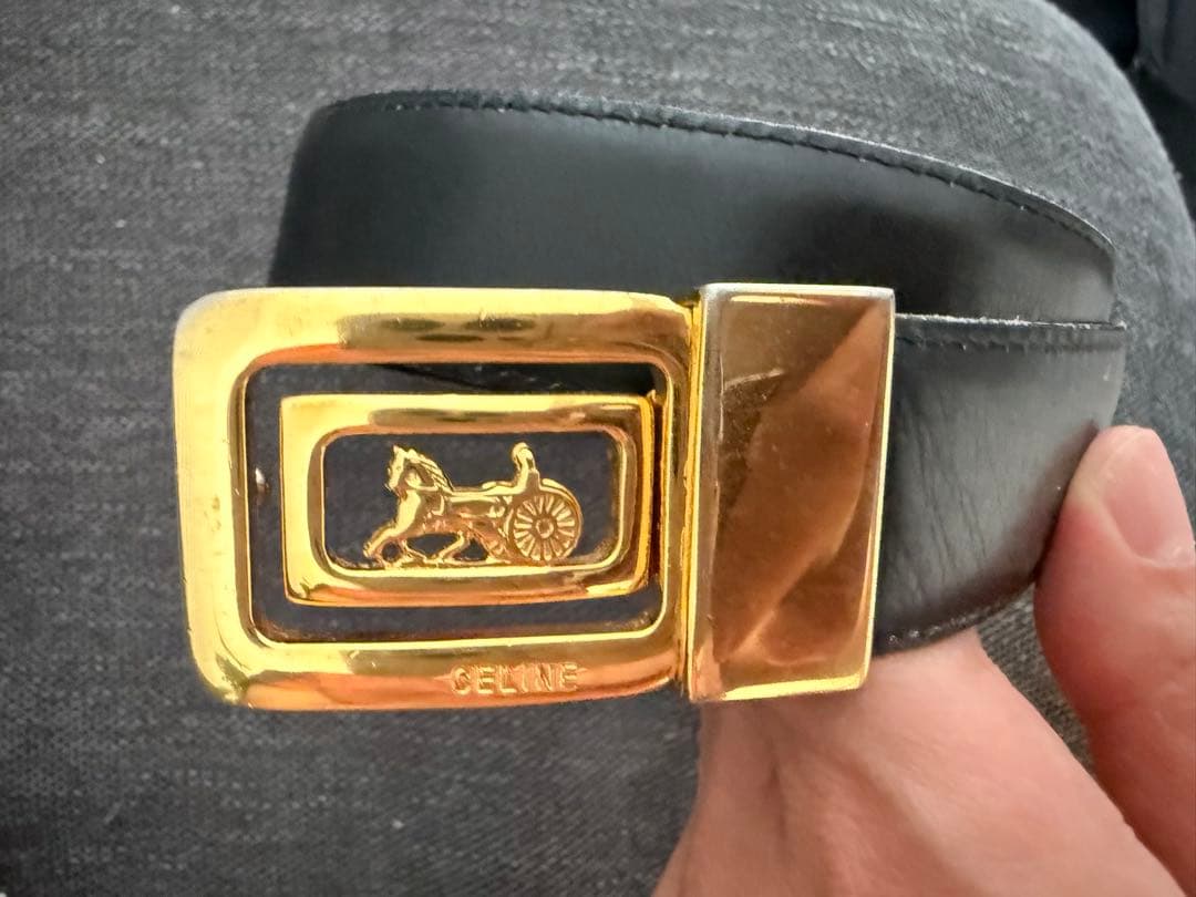 CELINE belt レザーベルト 金色バックル