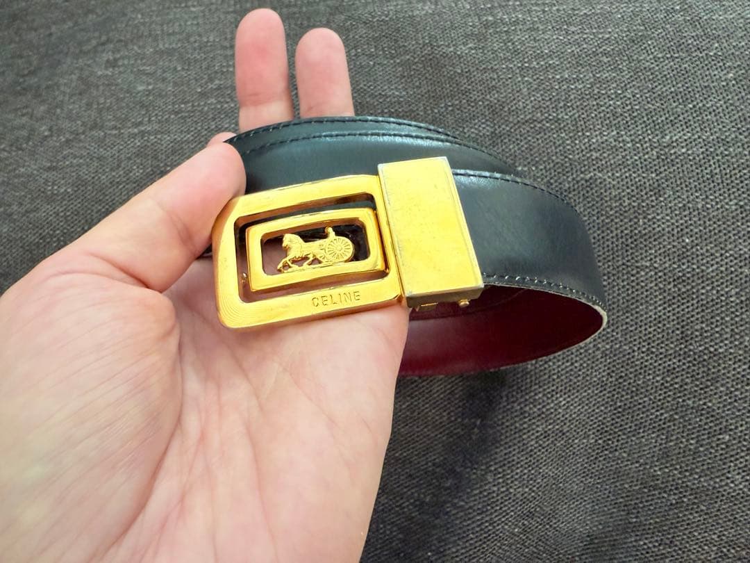 CELINE belt レザーベルト 金色バックル