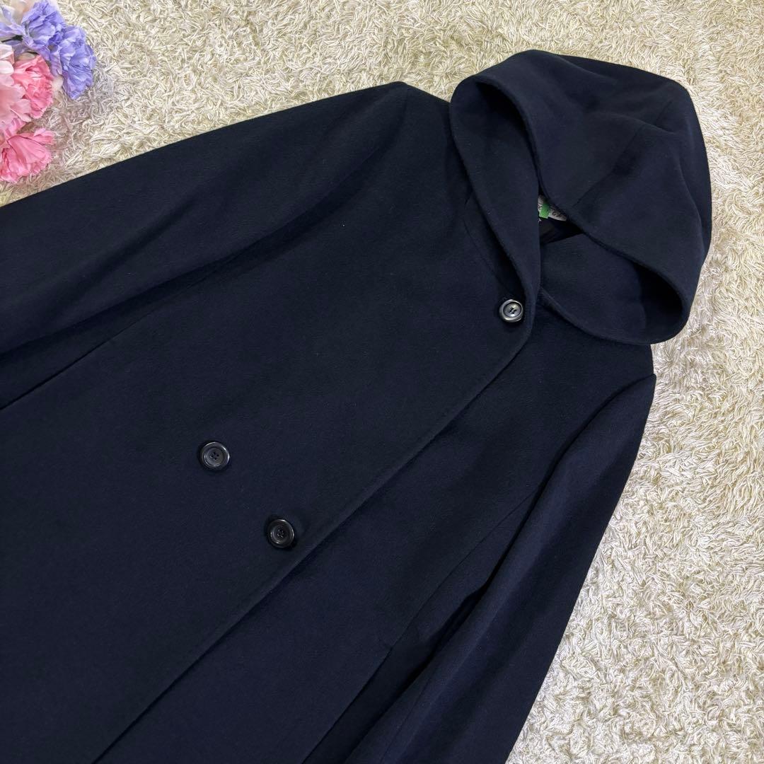 希少サイズ　23区　大きいサイズ　アンゴラ　ウール　フーディッド　リバーコート