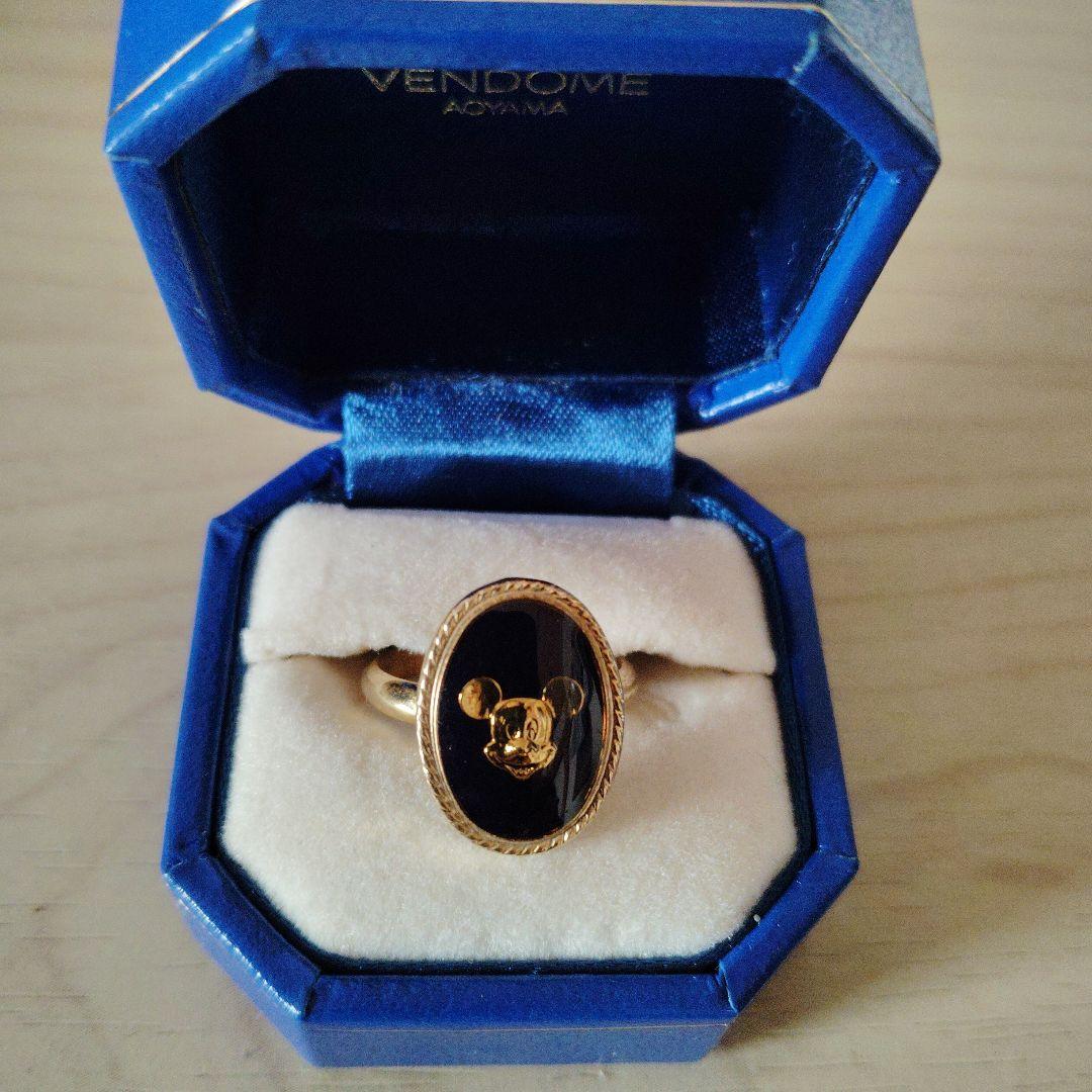 レア✩ミッキーマウス　ヴィンテージ　金色　ゴールドリング　指輪　フリーサイズ