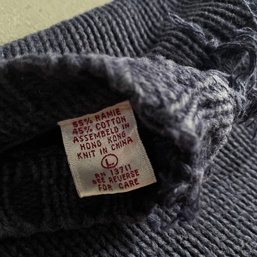 90's john ashford”麻綿”星条旗”Boro knit