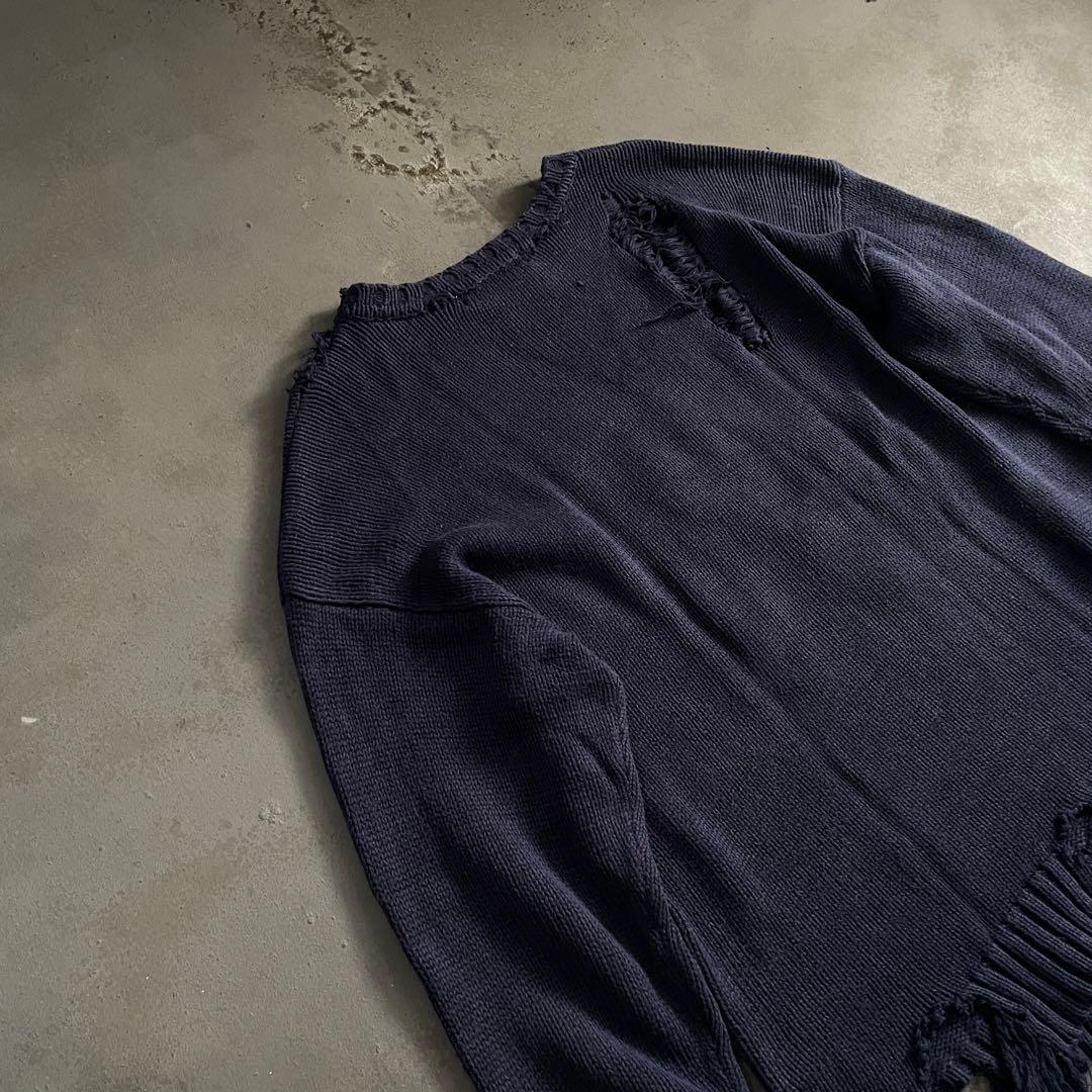 90's john ashford”麻綿”星条旗”Boro knit