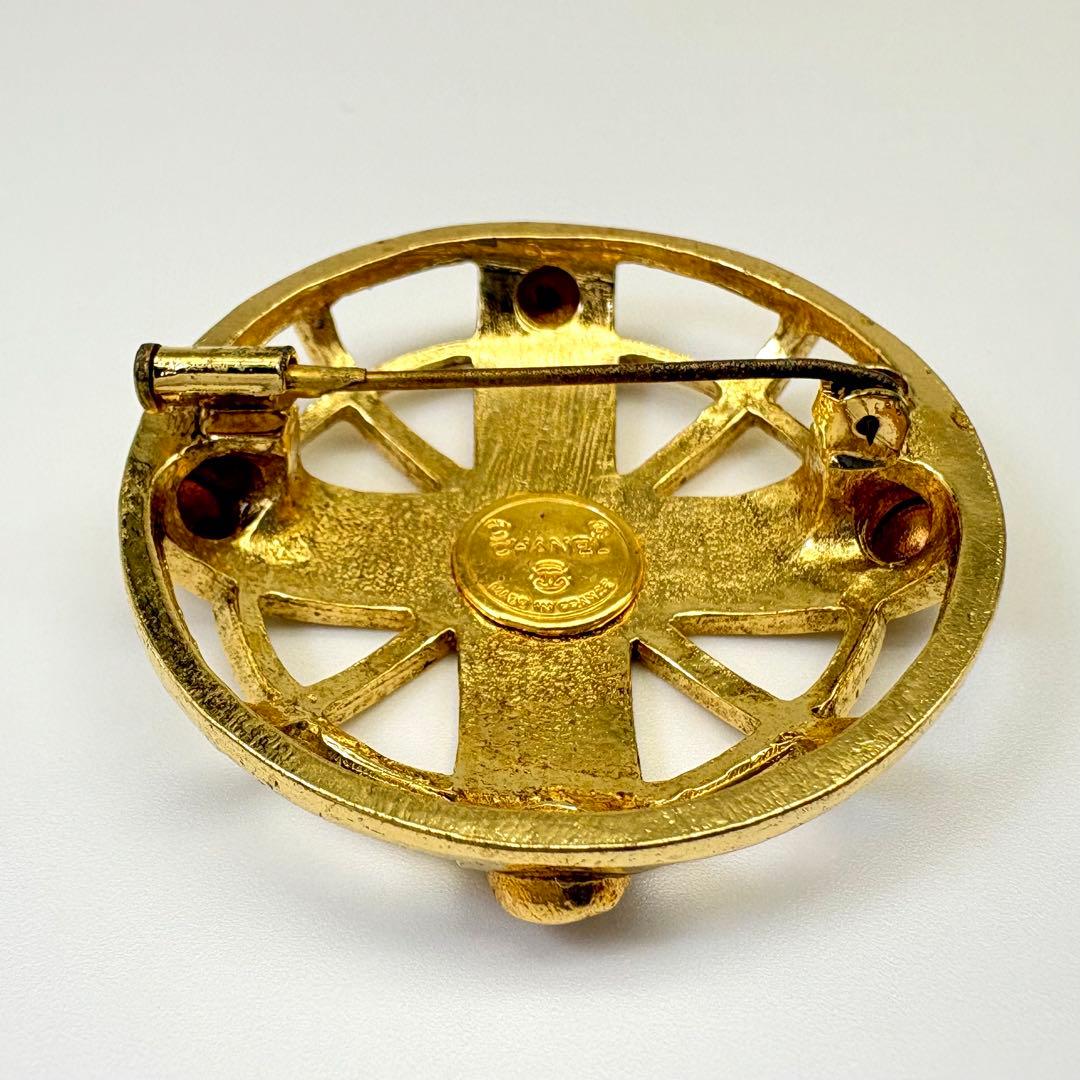 CHANEL シャネル ブローチ クロス ロゴ ヴィンテージ ゴールド