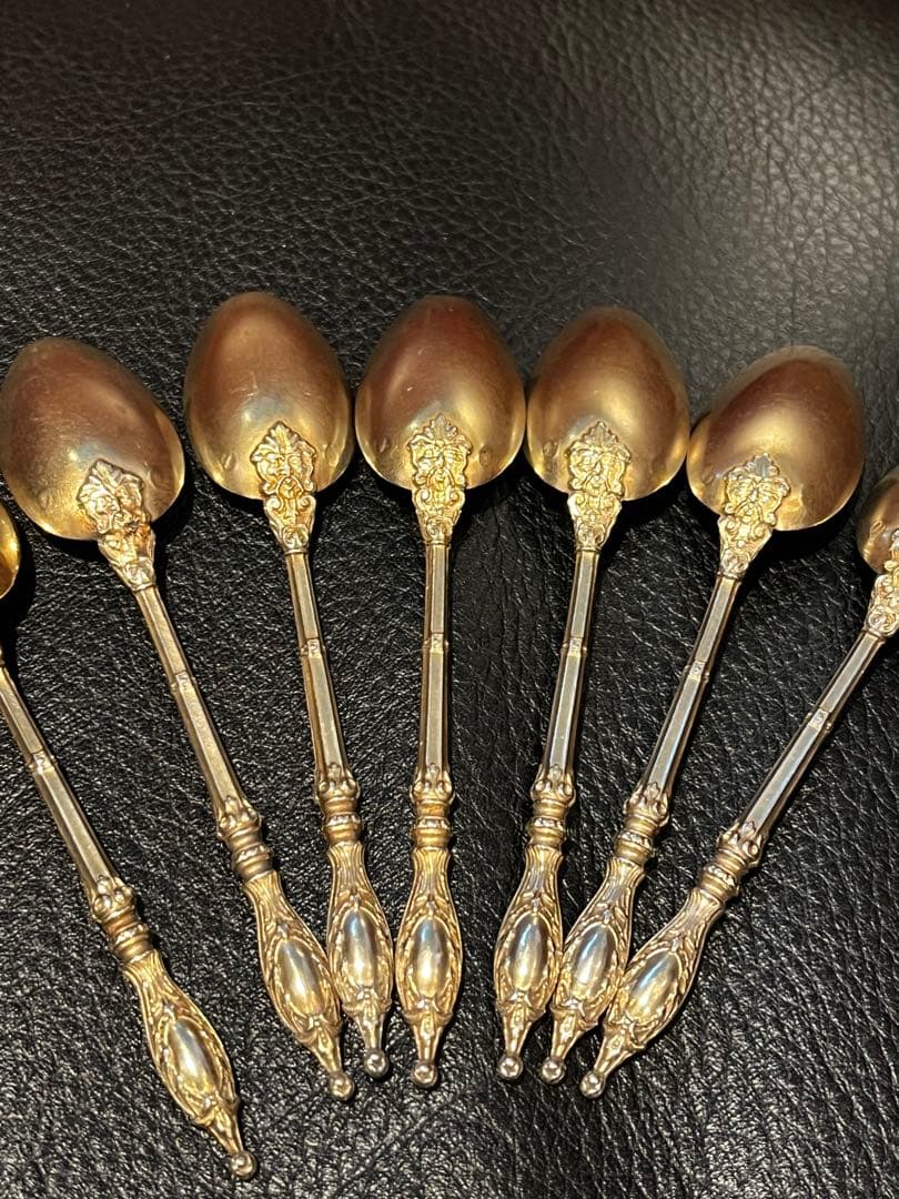 アンティーク　フランスシルバー純銀950 ヴェルメイユ　スプーン　セット