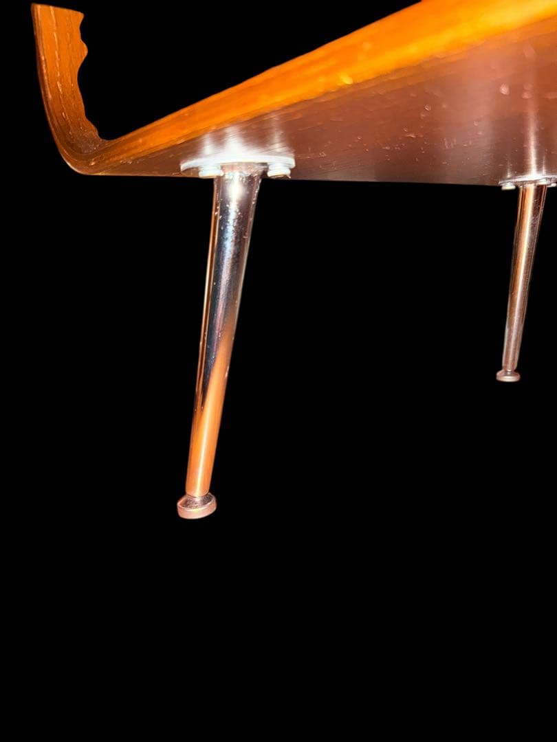 モダン 曲げ木センターローテーブル　ガラス天板