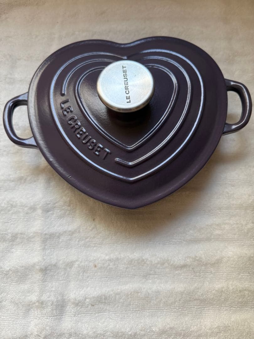 レア　LE CREUSET ハート型パープル鍋　アメジスト　浅鍋