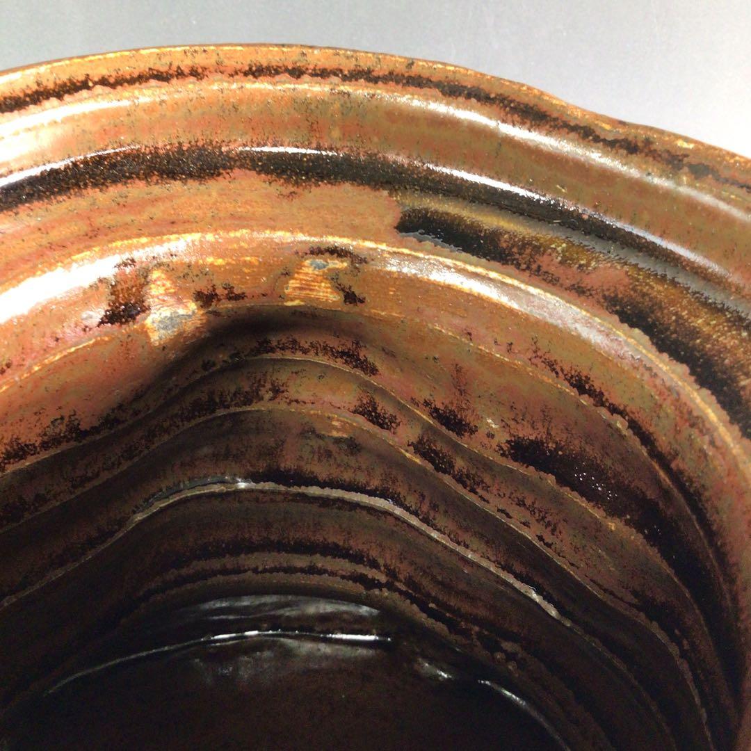 Ｒ３２５　水指　『長谷川青峯造』『耳付』『瀬戸水指』　共箱　茶道具