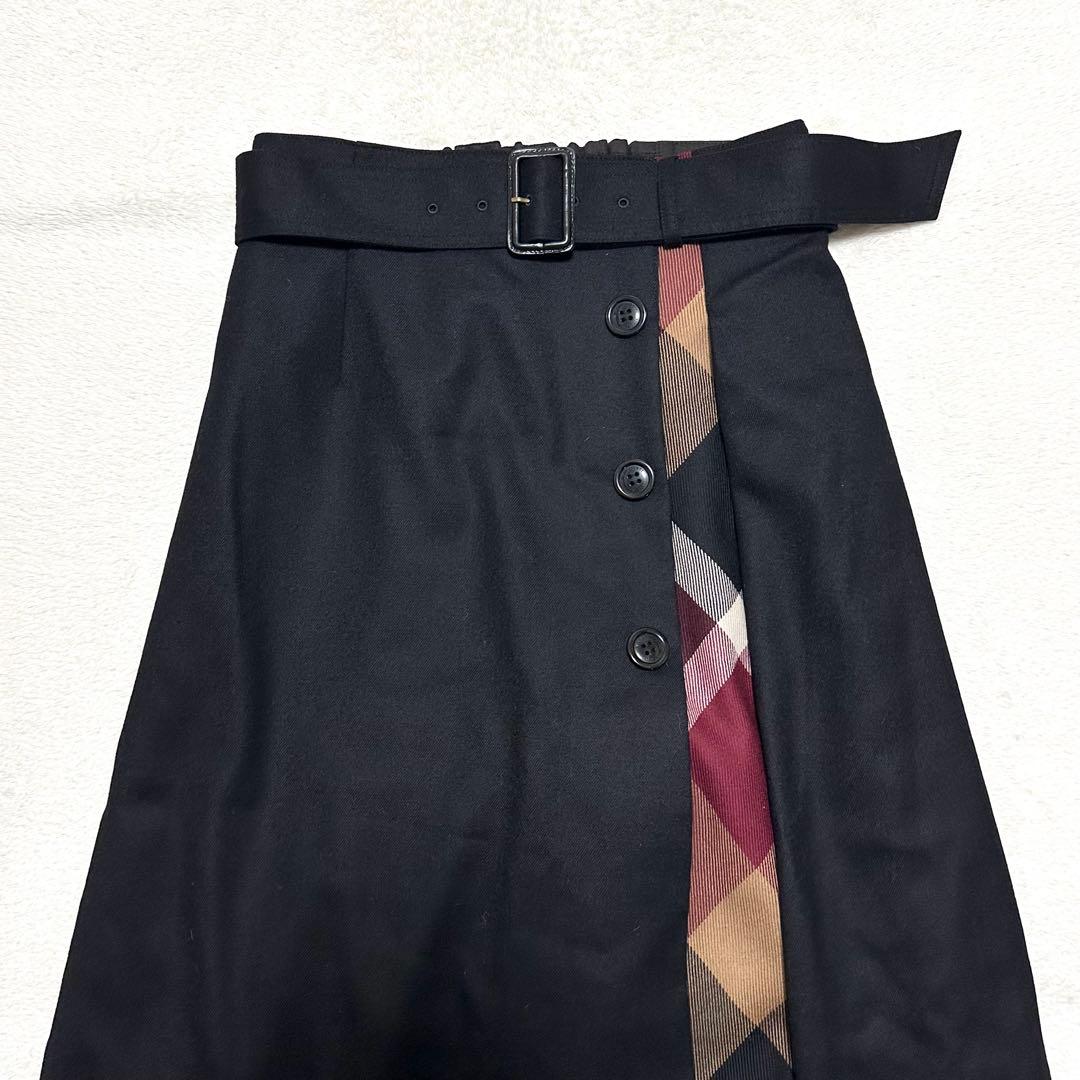 美品 ブルーレーベルクレストブリッジ ソフトサキソニーガウチョパンツ 38 黒