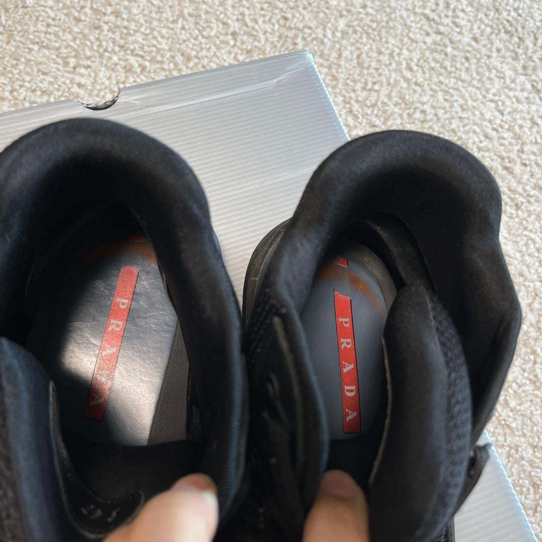 PRADA プラダ メンズ スニーカーブーツ 黒 レザー