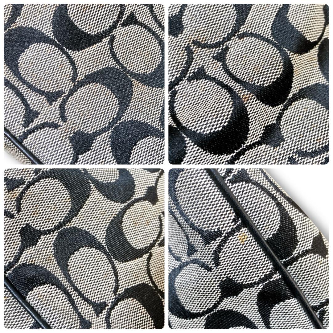 コーチ シグネチャー 肩掛け可 アクセサリーポーチ ワンショルダーバッグ 黒