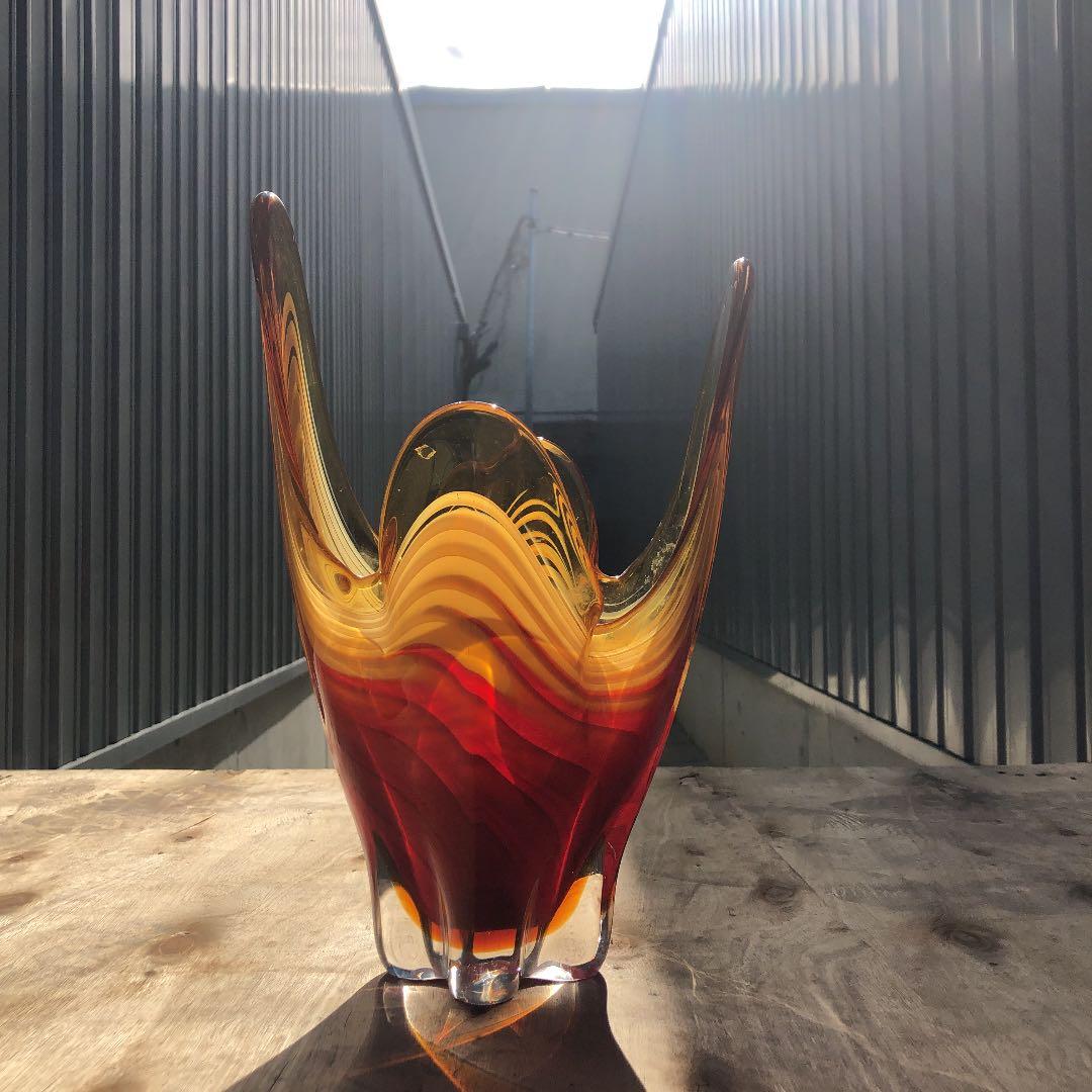 花瓶　ガラス　サイケ　レトロ　鍾乳洞　モニュメント　アリゾナ砂漠　津軽びいどろ