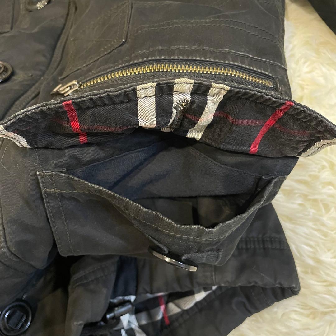 BURBERRY ブラックレーベル モッズコート たぬきファー ブラック