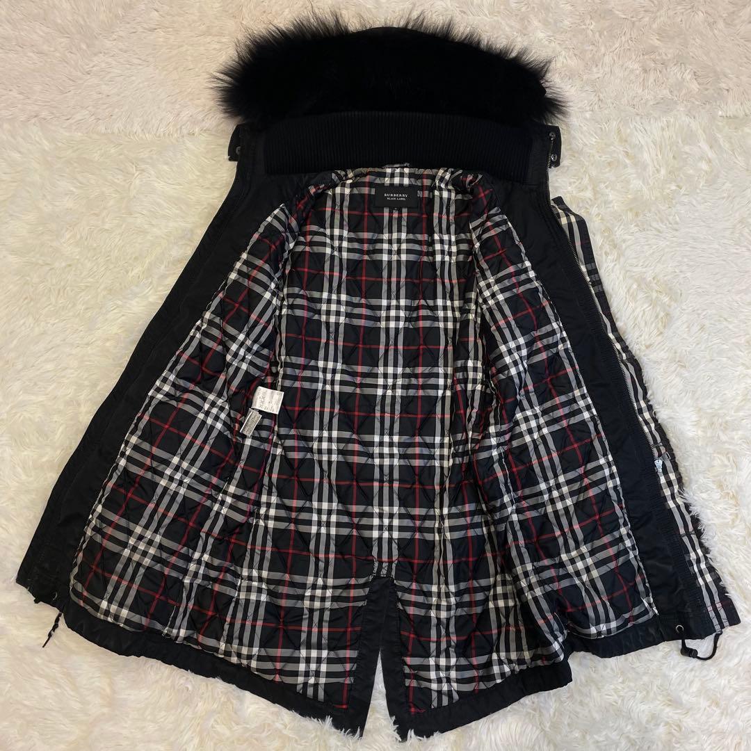 BURBERRY ブラックレーベル モッズコート たぬきファー ブラック