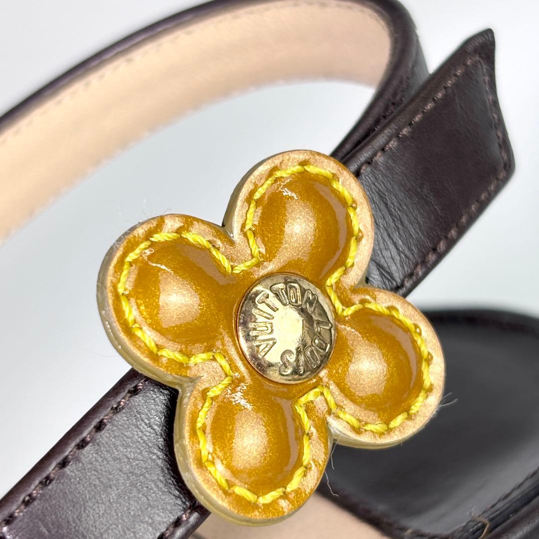 ルイヴィトン ダミエ ソバージュ ミュール ハラコ フラワー チャンキーヒール