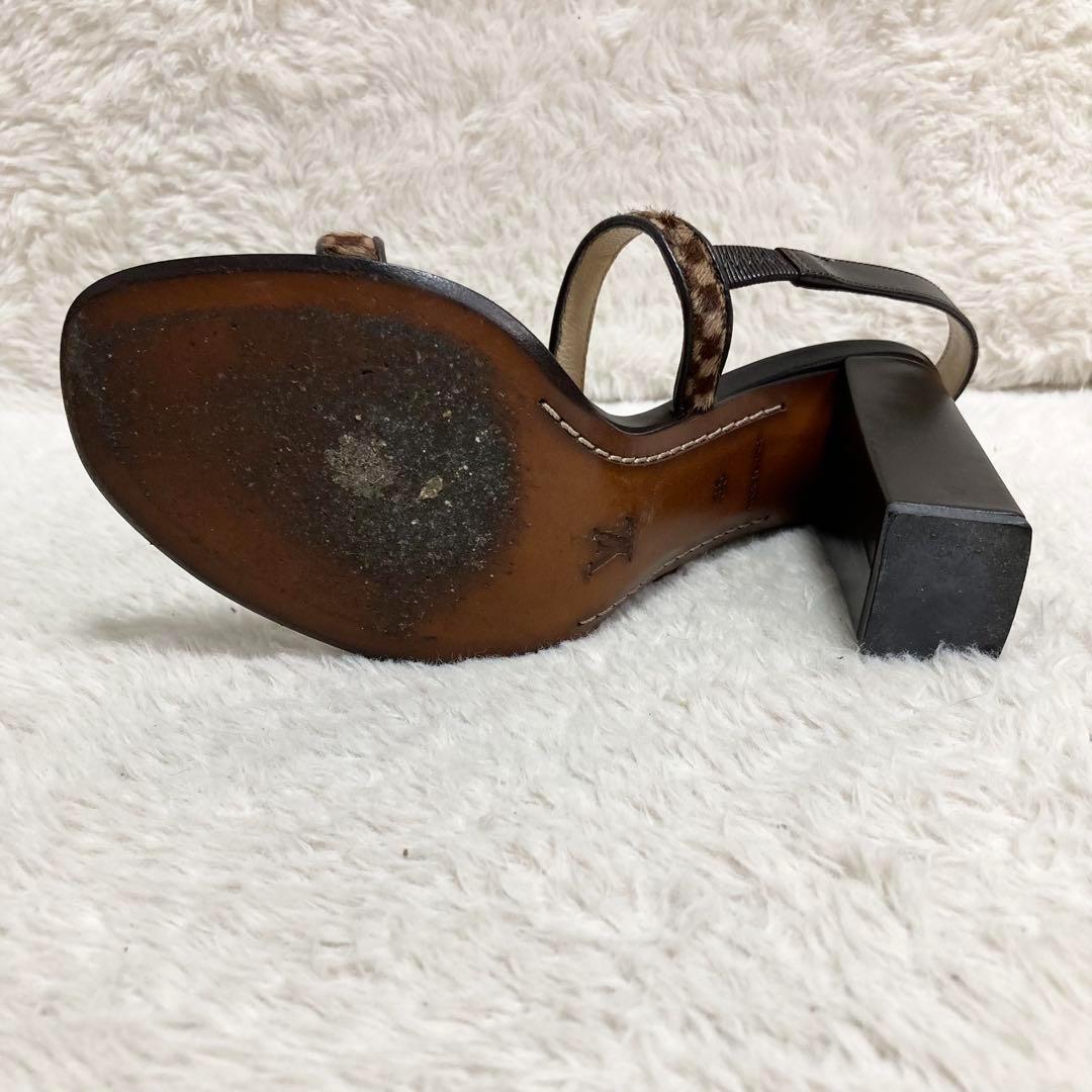 ルイヴィトン ダミエ ソバージュ サンダル ミュール ハラコ フラワーロゴ 靴