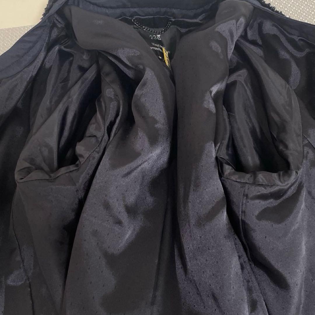 23区 ネイビー ノーカラージャケット 46 日本製　オンワード樫山　大きめ