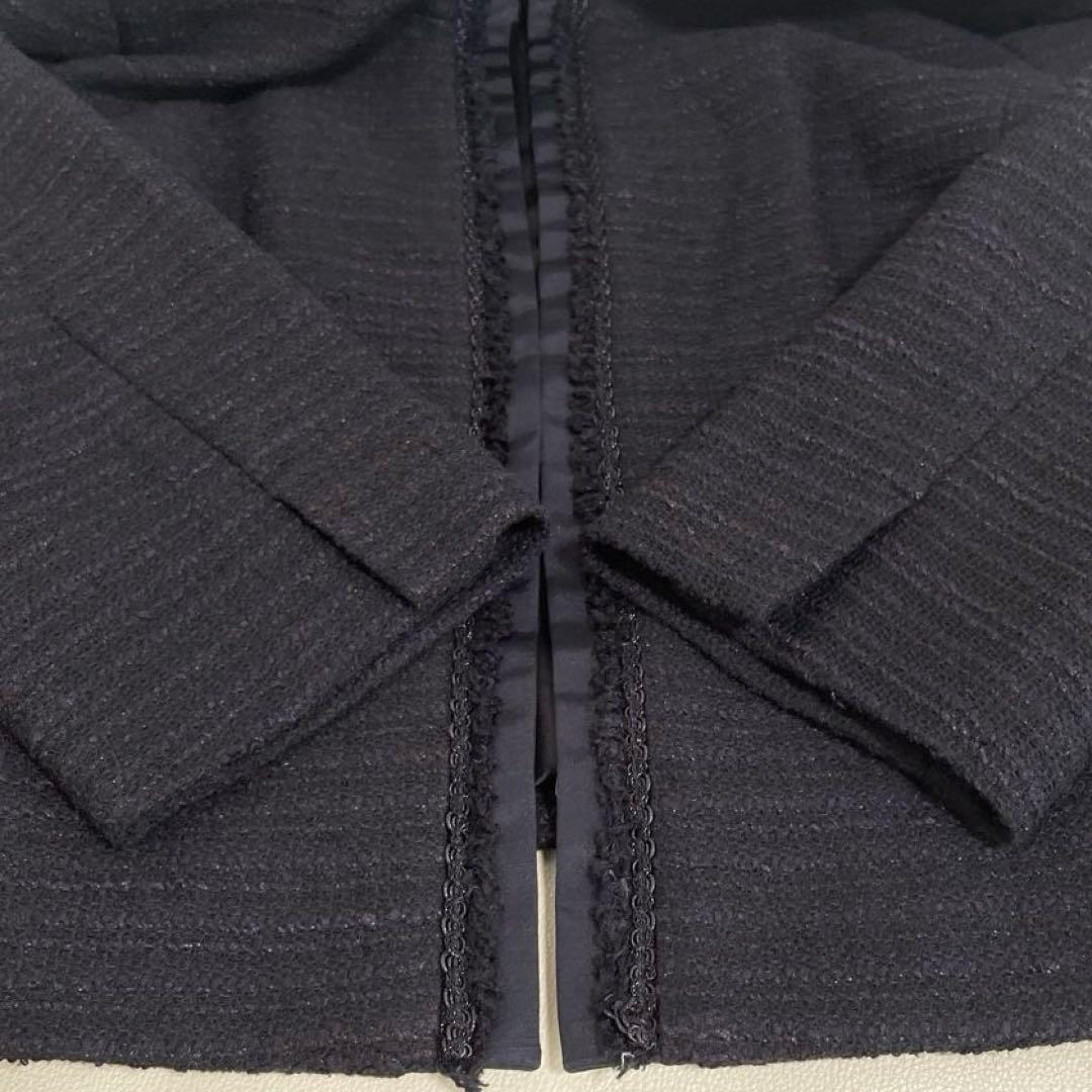 23区 ネイビー ノーカラージャケット 46 日本製　オンワード樫山　大きめ