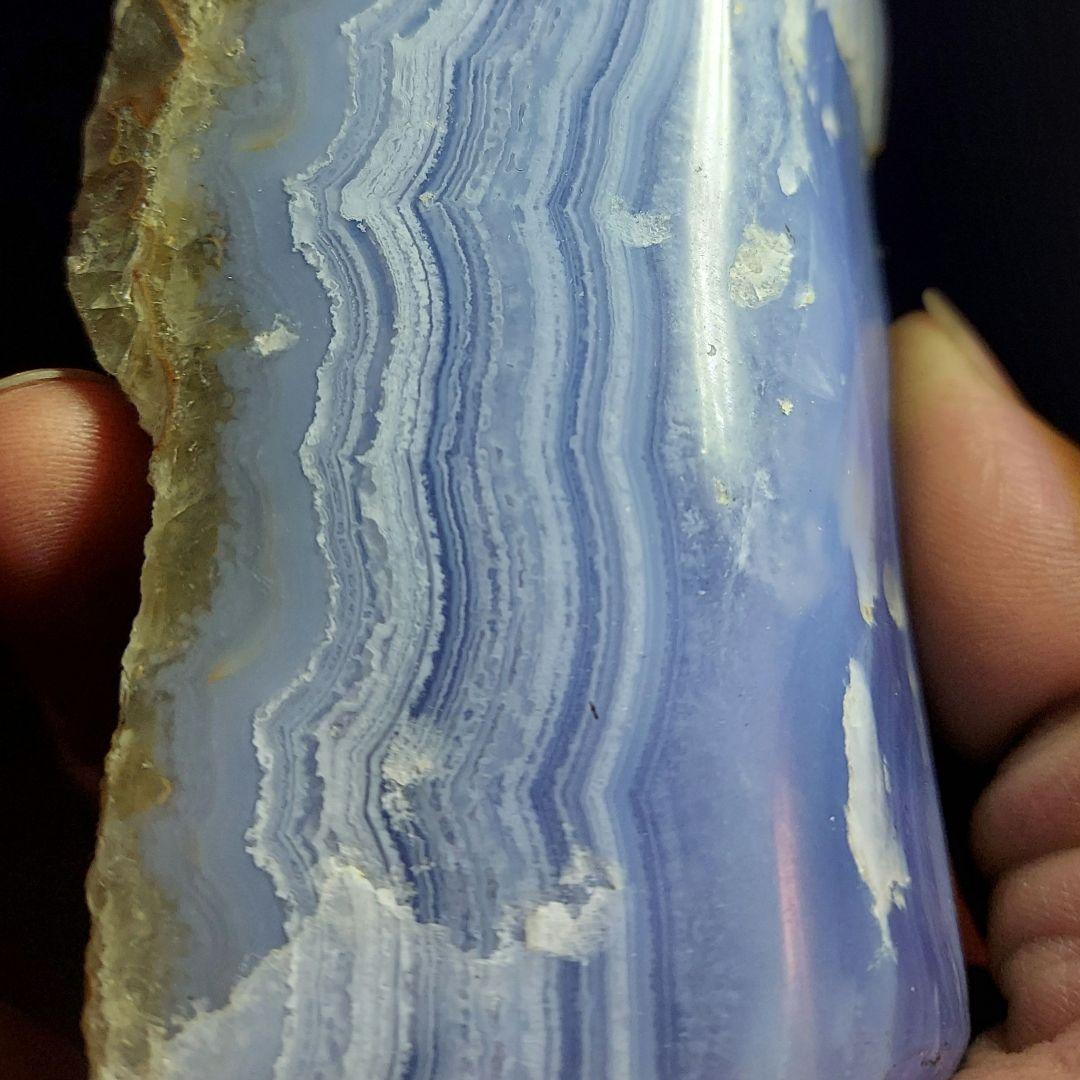 超レア！大きくてとても綺麗なブルーレースアゲート 瑪瑙メノー 原石表面磨き523