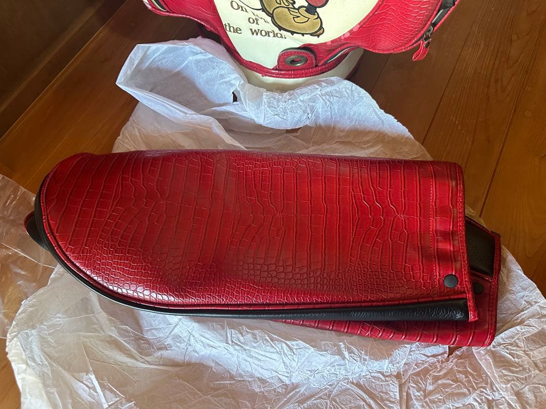 【美品】ディズニー　ミッキー　キャディバッグ　赤