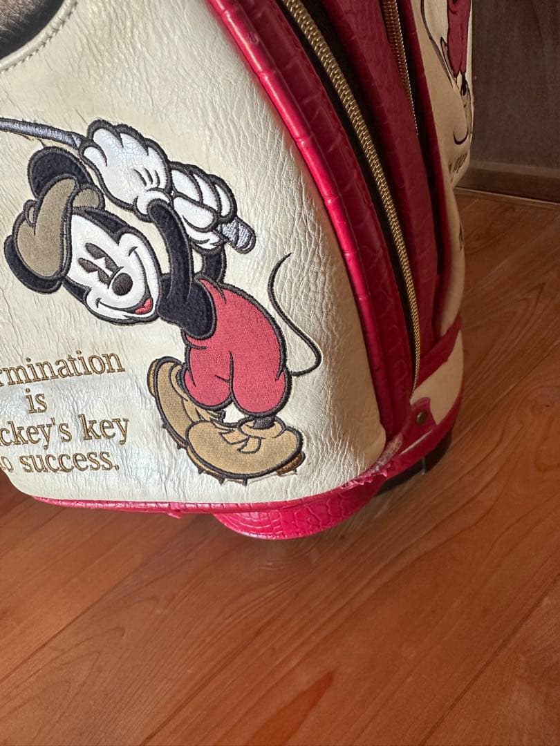 【美品】ディズニー　ミッキー　キャディバッグ　赤