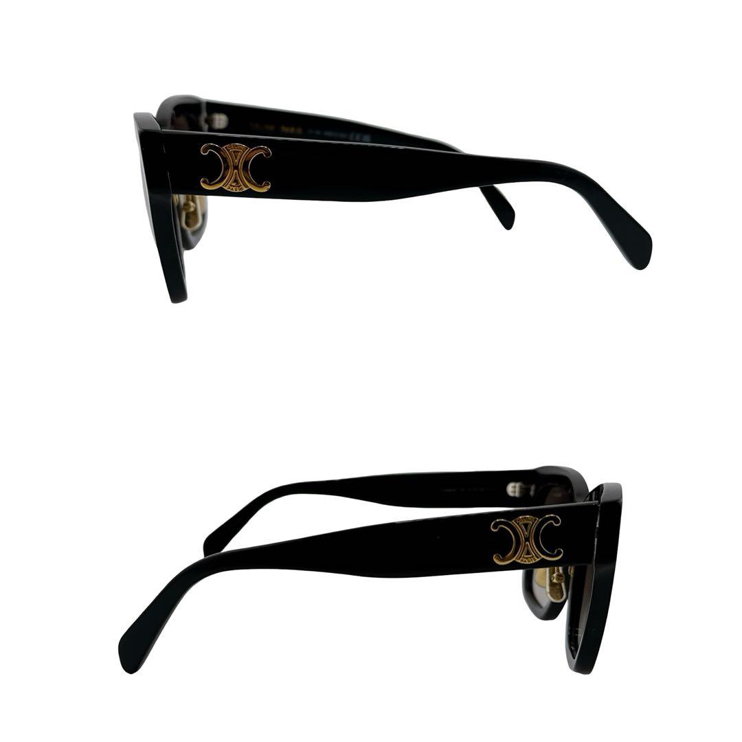 【ケース付】セリーヌ サングラス トリンオフ ロゴ ゴールド金具 ブラック 黒