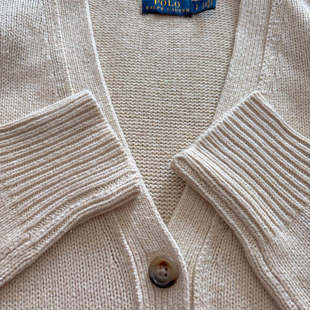 M-L相当【POLO】ラルフローレン カーディガン 長袖 シルク 絹100％ S